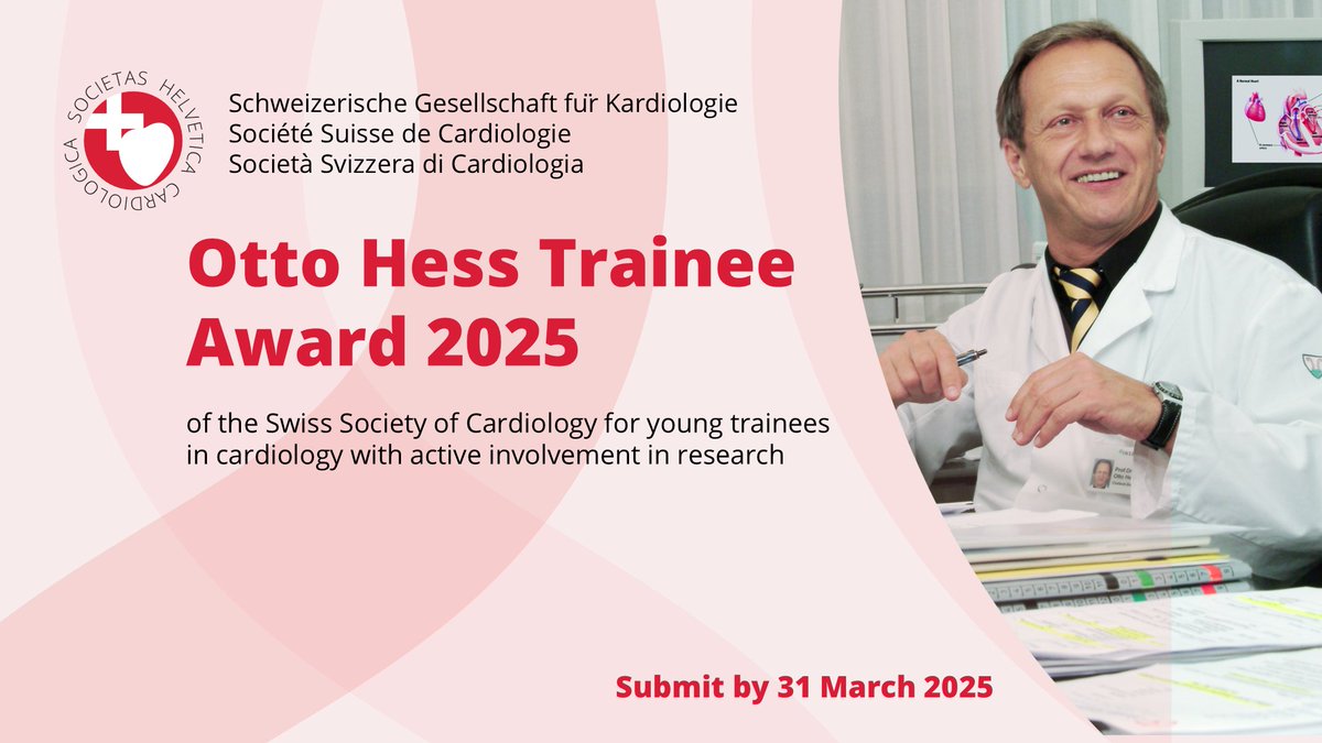 SwissCardio (@swisscardio) on Twitter photo 🏆Are you under 33 years old, planning to become a cardiologist and active in cardiovascular research?
Apply now to our Otto Hess Trainee Award 2025 and win CHF 5’000.
More info: swisscardio.ch/ottohessaward / fr.swisscardio.ch/ottohessaward
#SwissCardio
<a href="/RaberLorenz/">Lorenz Räber, MD PhD</a> <a href="/RichiKobza/">Richard Kobza, MD, FESC</a> <a href="/CotSwiss/">SwissCOT</a> 🏆Are you under 33 years old, planning to become a cardiologist and active in cardiovascular research?
Apply now to our Otto Hess Trainee Award 2025 and win CHF 5’000.
More info: swisscardio.ch/ottohessaward / fr.swisscardio.ch/ottohessaward
#SwissCardio
<a href="/RaberLorenz/">Lorenz Räber, MD PhD</a> <a href="/RichiKobza/">Richard Kobza, MD, FESC</a> <a href="/CotSwiss/">SwissCOT</a>