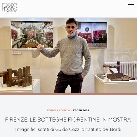 La mostra Botteghe Fiorentine sarà visitabile fino al 31 maggio 2025 all'Istituto de' Bardi di Firenze, che organizza in parallelo una serie di incontri tematici legati al mondo dell'artigianato. Maggiori informazioni all'articolo di <a href="/ClaudiaRumiFMM/">Claudia_Rumi FMM</a>.
foodmoodmag.it/read/firenze-l…