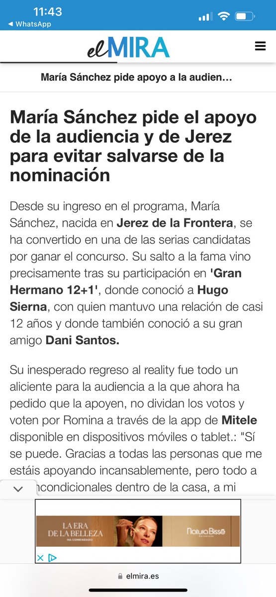 Millones de gracias ❤️ a <a href="/noticiasmira/">El MIRA</a> por apoyarme! Sois increíbles! Artículo completo elmira.es/articulo/notic… Aprovecho para recordar 🗳️NO DIVIDIR VOTOS🗳️NO ME QUIERO IR #GHDÚO#granhermano#GH11f