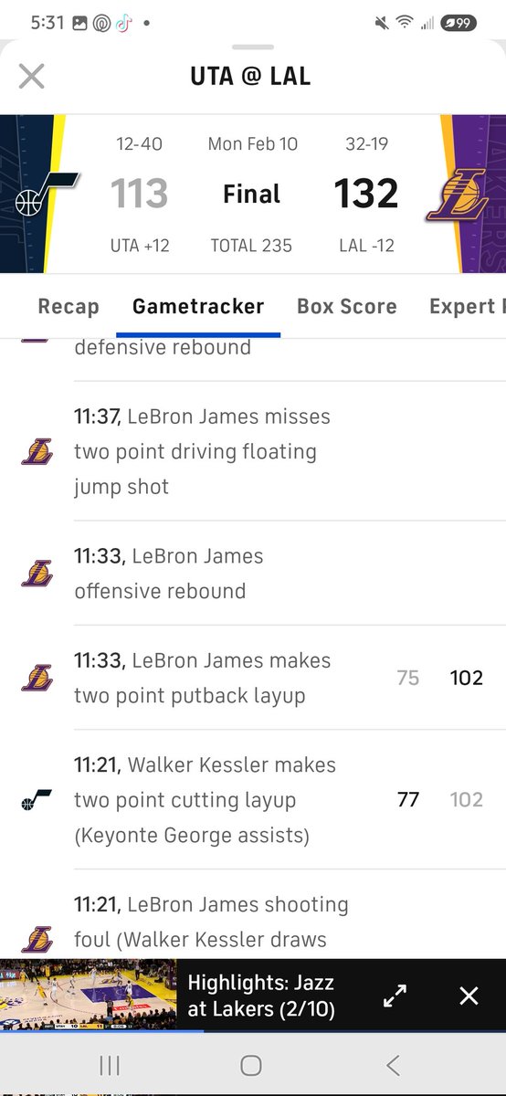 Bernard97674277's tweet photo. @DKSportsbook Straight robbery on LeBron rebounds he had 8 and ya showing 7. Even the box score shows he got his 8th rebounds. https://t.co/TjCnQozaX9