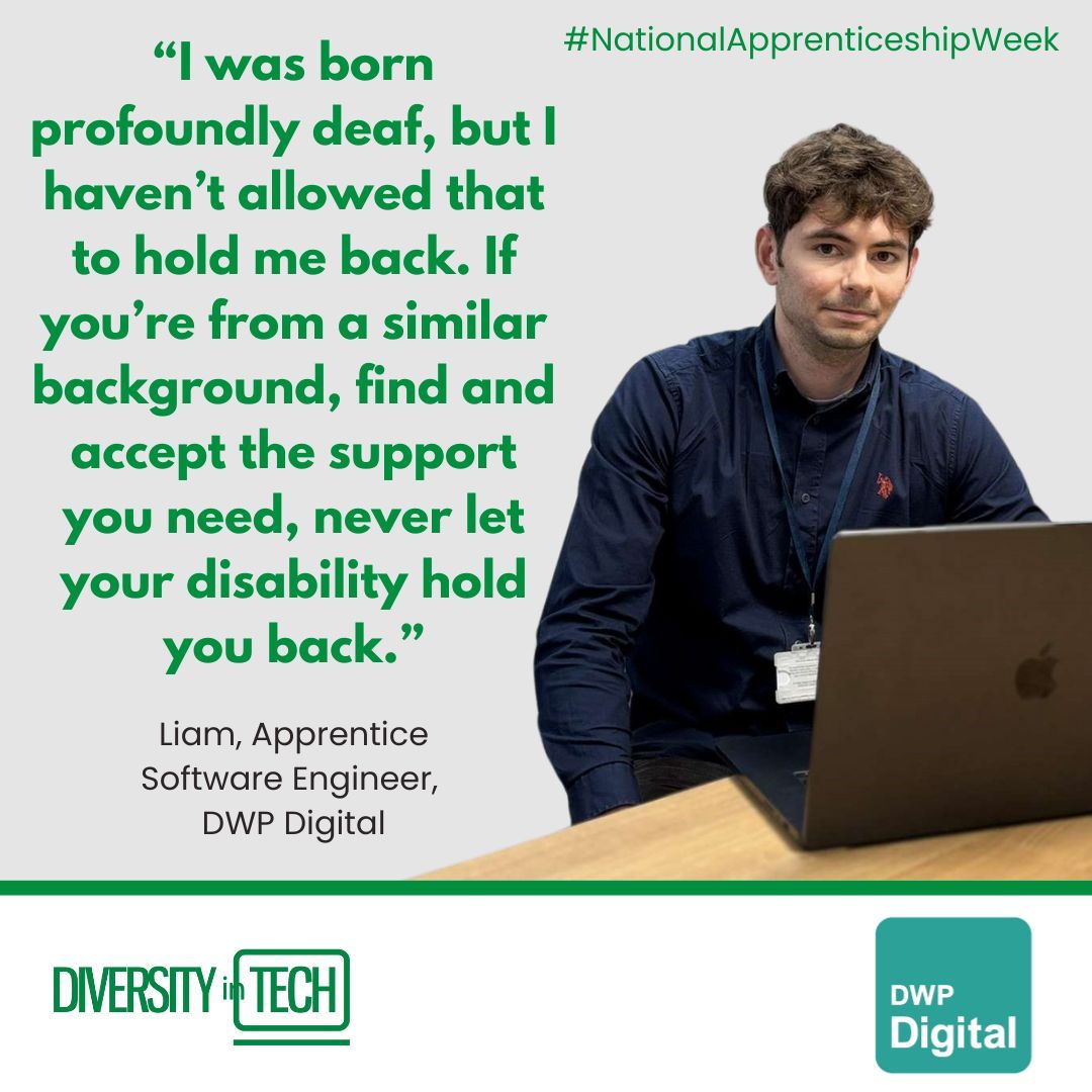 It’s #NationalApprenticeshipWeek! 🚀

Liam, a Software Engineering Apprentice at <a href="/DWPDigital/">DWP Digital</a> shares how a supportive workplace has helped him thrive in tech.

Read his inspiring journey 👉 buff.ly/4jP3pPj 

#Apprenticeships #DiversityInTech #SoftwareEngineering