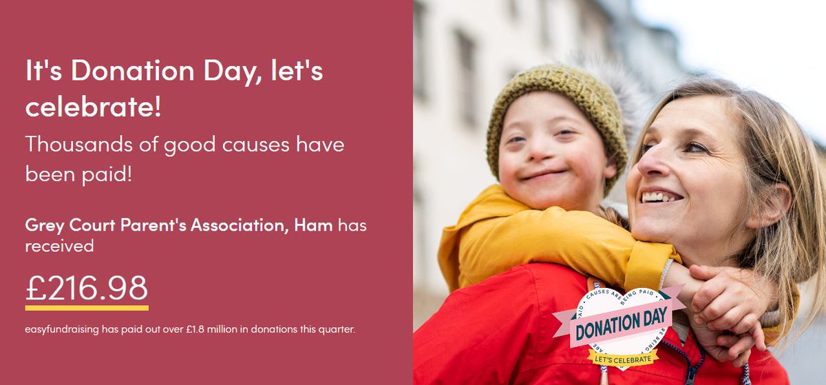 It's easy to give to Grey Court Education Fund. Just do your usual online shopping but choose to support us via <a href="/easyuk/">easyfundraising</a> first. Then your favourite cause gets a lovely surprise each quarter, like today's bonus boost, below.