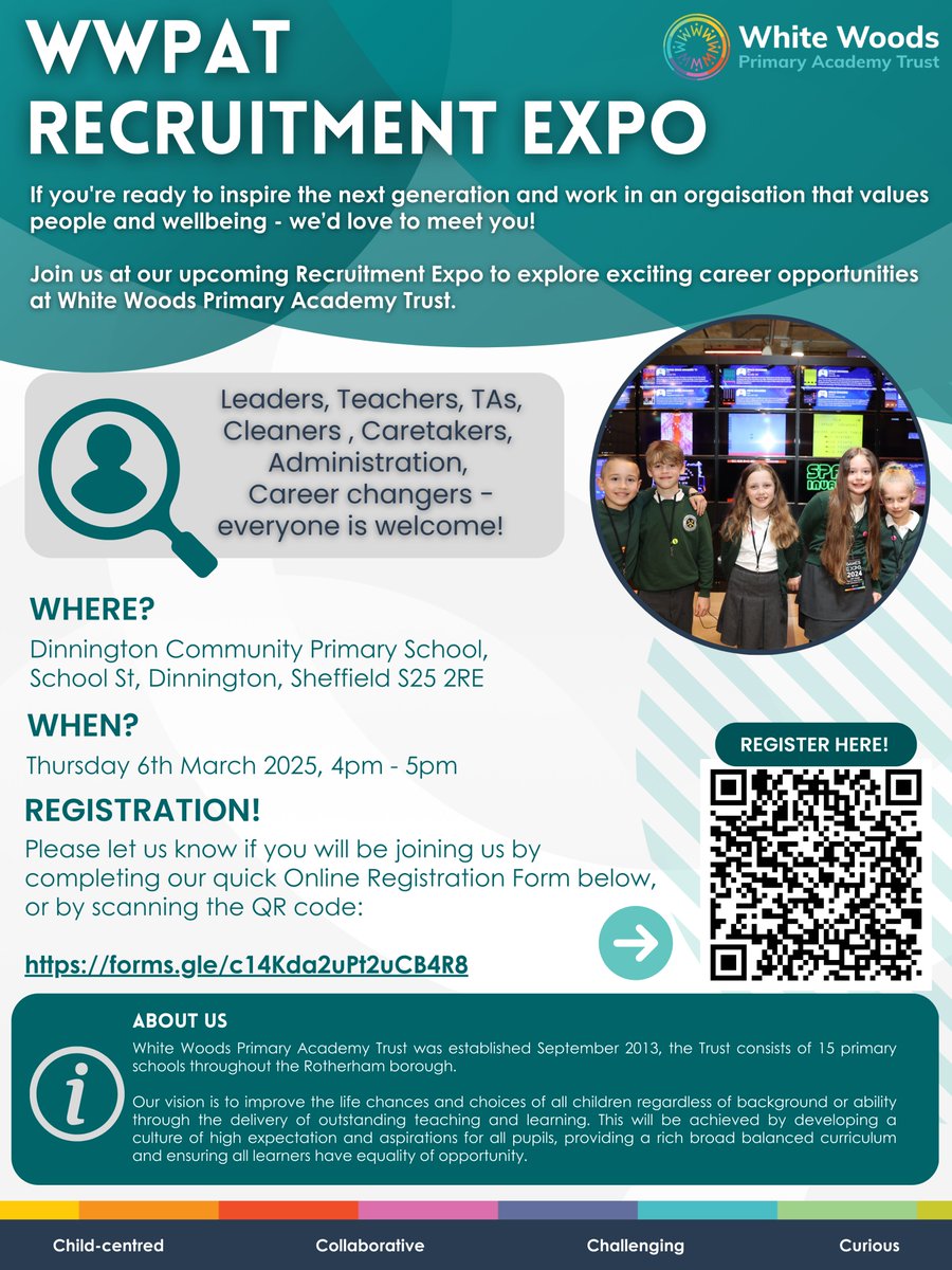 Curious about a role in the education sector?? Come and chat with us to explore the opportunities that are available at WWPAT, South Yorkshire.