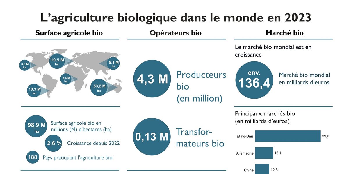 Près de 99 millions d’hectares cultivés en bio – le marché bio progresse à nouveau

Les dernières statistiques seront présentées le mardi 11 février 2025, de 17 h 00 à 18 h 00, lors du BIOFACH.

pulse.ly/k4abppwepm

<a href="/BioFachVivaness/">BIOFACH VIVANESS</a>   <a href="/ifoamorganics/">IFOAM - Organics International 🌱💚</a>   <a href="/FiBLStatistics/">FiBL Statistics</a>