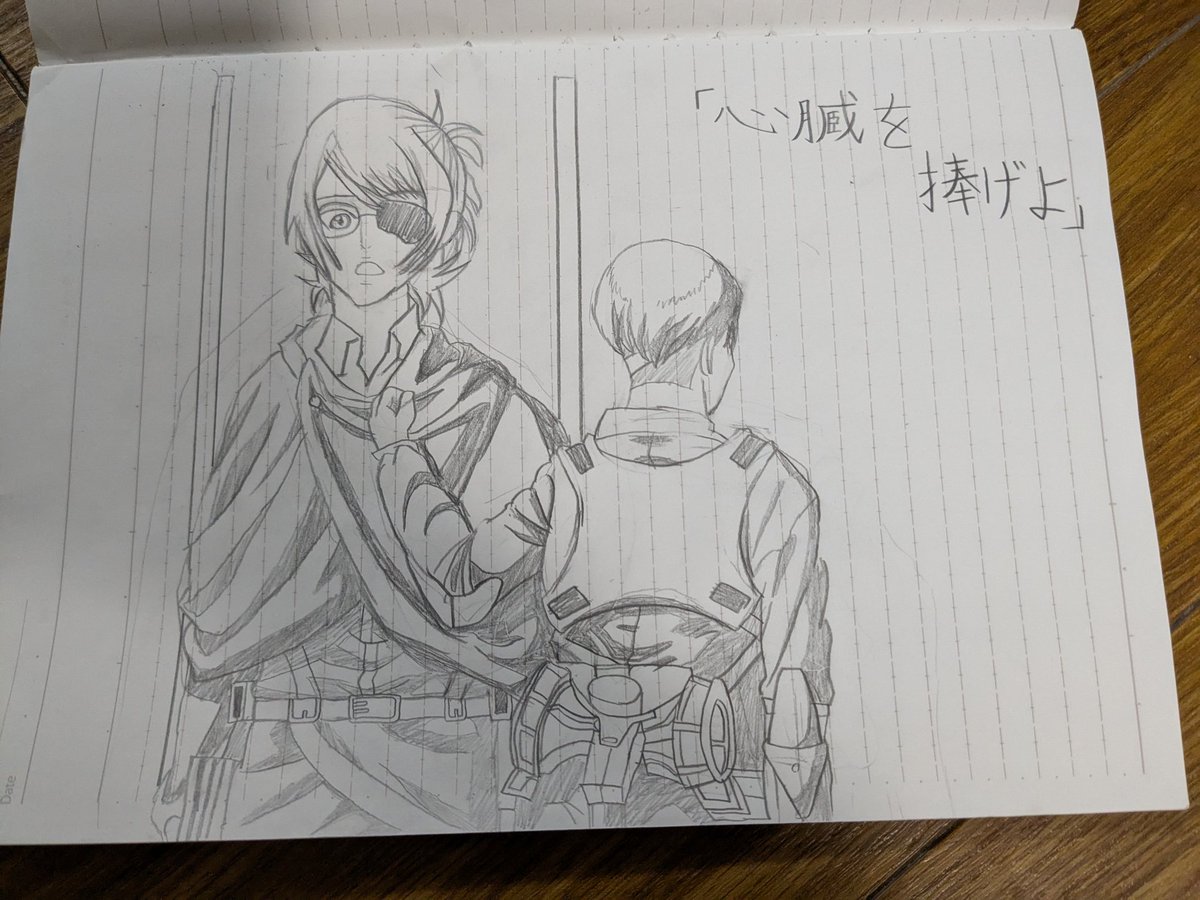 chiiiGS4's tweet photo. 小6の息子が描いたリヴァハンを見てほしい(模写) https://t.co/imm2yXk705
