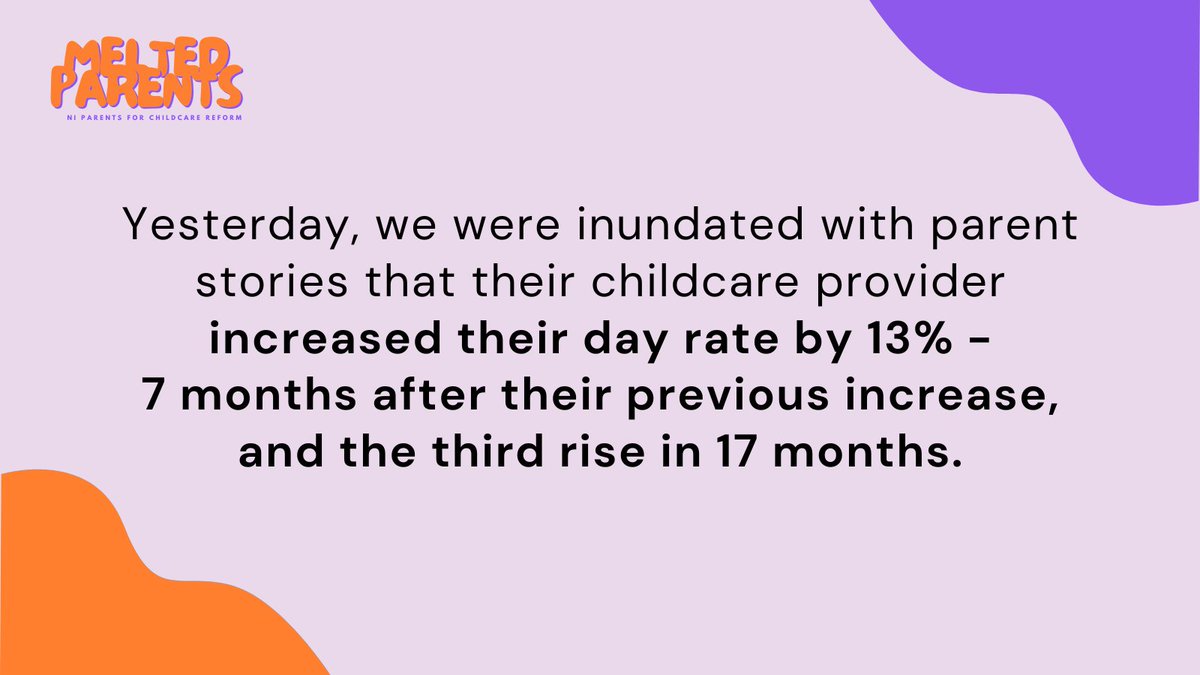 Yesterday, we were inundated with parent stories that their childcare provider increased their day rate by 13% -
just 7 months after their previous increase, and the THIRD rise in 17 months. 🤯