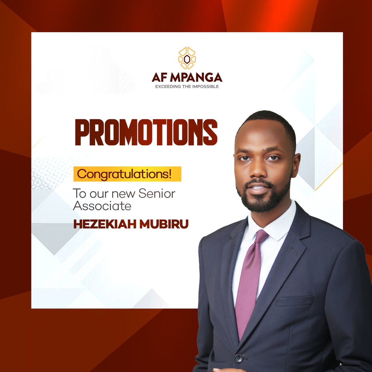 AFMpangaUG's tweet photo. We are excited to share some promotions at AF Mpanga Advocates.

Congratulations to Norah Luyigga and @gerald_ndobya on becoming Junior Associates. We also celebrate @hezekiahmubiru and Vanessa Mbekeka's promotions to Senior Associates.

Well done to all! #TheNextChapter https://t.co/BETMFajB9b