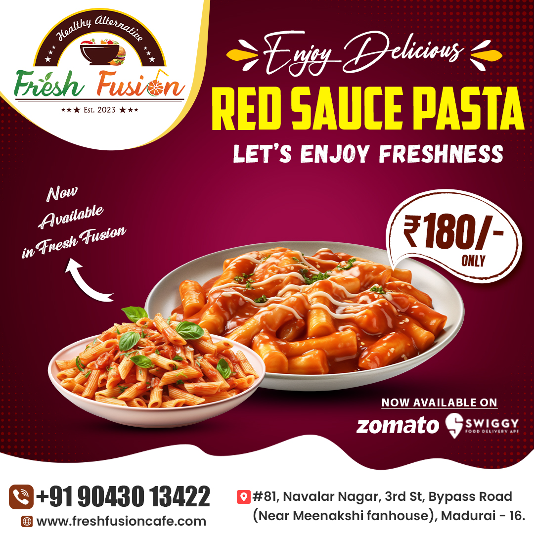 freshfusion23's tweet photo. Red Sauce Pasta - Fresh Fusion Cafe - Madurai 
#realroseflavour #freshfusioncafe #favorite #fresh #madurai #FreshFusionRoseMilk #RefreshingRoseMilk #FreshFusionFlavors
#TasteTheRose #RoseMilk #SipFresheshFusion #FusionRoseMilk #frenchfries #milkshakes #pasta #redsaucepasta https://t.co/FOxokkG9Jh