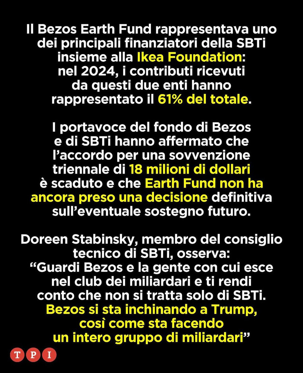 IdaNapolitano5's tweet photo. Il magnate di #Amazon interrompe i finanziamenti alle principali organizzazioni mondiale per il clima
Per andare a #guinzaglio da #Trump
Tutti con la schiena #dritta sti' #miliardari 🤑 https://t.co/vhHEki5fAC
