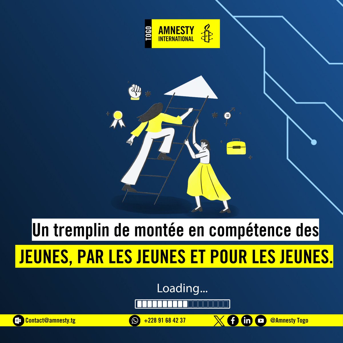 AmnestyTogo's tweet photo. 🔹 Un tremplin pour monter en compétences
🔹 Un programme conçu par les jeunes, pour les jeunes
🔹 Un cadre unique pour booster ton potentiel

💡 Prêt(e) à passer au niveau supérieur ? 🔥

Reste connecté(e) ! ⏳

#JeunesEngagés #SkillUp #BoostYourSkills #ComingSoon https://t.co/dnTMXks8X5