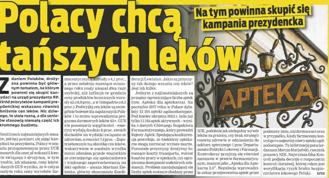 Związek Aptek Franczyzowych (@zwiazekf) on Twitter photo W niedawnym artykule <a href="/se_pl/">Super Express</a> możemy przeczytać, że Polacy chcą tańszych leków. Tymczasem te drożeją znacznie powyżej inflacji. Wpływ na to ma kilka czynników, a jednym z nich są szkodliwe regulacje rynku aptecznego, które znacząco zaburzają zjawisko konkurowania pomiędzy aptekami. W niedawnym artykule <a href="/se_pl/">Super Express</a> możemy przeczytać, że Polacy chcą tańszych leków. Tymczasem te drożeją znacznie powyżej inflacji. Wpływ na to ma kilka czynników, a jednym z nich są szkodliwe regulacje rynku aptecznego, które znacząco zaburzają zjawisko konkurowania pomiędzy aptekami.