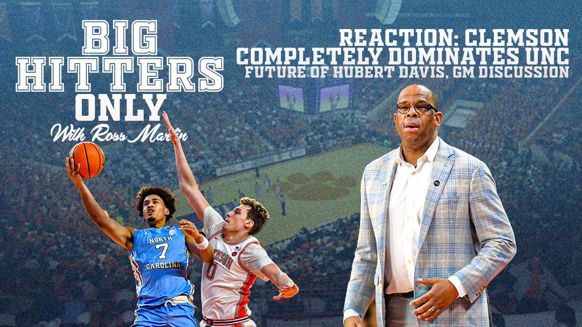 Ross Martin (@rossmartinnc) on Twitter photo Rock bottom.
Monday's 85-65 loss to Clemson was the worst #UNC loss of the season.
We react on Big Hitters Only w/ <a href="/sjdalton24/">Spenser Dalton</a> & <a href="/connor_sparrow/">Connor Sparrow</a>.
- Future of this team, Hubert Davis
- GM & staff discussion
Apple: podcasts.apple.com/us/podcast/rea…
Spotify: open.spotify.com/episode/5WShoU… Rock bottom.
Monday's 85-65 loss to Clemson was the worst #UNC loss of the season.
We react on Big Hitters Only w/ <a href="/sjdalton24/">Spenser Dalton</a> & <a href="/connor_sparrow/">Connor Sparrow</a>.
- Future of this team, Hubert Davis
- GM & staff discussion
Apple: podcasts.apple.com/us/podcast/rea…
Spotify: open.spotify.com/episode/5WShoU…