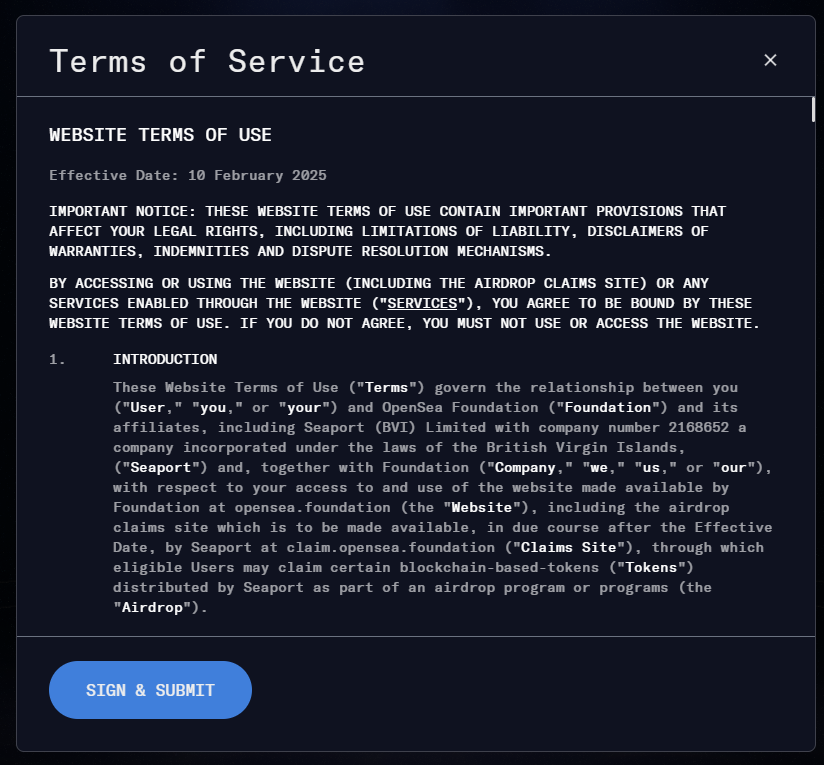 1ra captura de pantalla de los Términos y Condiciones