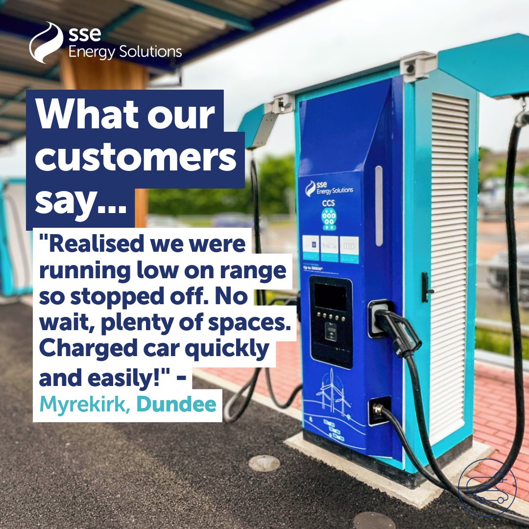 Our customers are really enjoying our flagship EV Charging Hub in Dundee.  This hub is one of our largest hubs with plenty of bays and #UltraRapid chargers.  Amenities are also close by so you can relax while your EV Charges. #EVCharging #EVChargingScotland #SSE