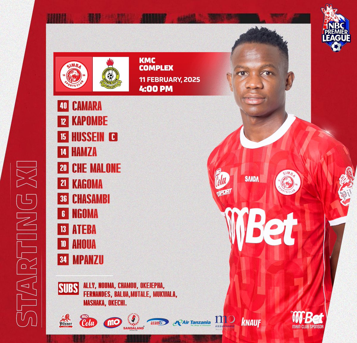Kikosi cha Mnyama. #NBCPremierLeague #WenyeNchi #NguvuMoja