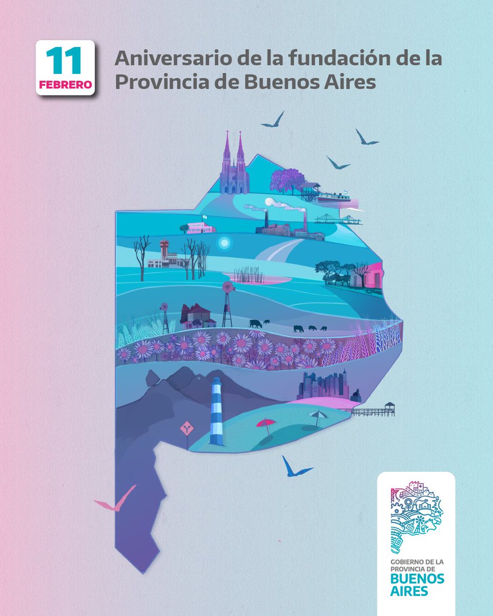 Kicillofok's tweet photo. La provincia de Buenos Aires cumple 205 años de historia y hoy tenemos la responsabilidad de convertirla en una red de contención para que nadie se quede en el camino, en un escudo que proteja su identidad, forjada en el trabajo, la producción, la solidaridad y la diversidad cultural.

Aunque el Gobierno nacional la abandone y desconozca su importancia para el desarrollo del país, la provincia es nuestro orgullo y la vamos a defender, luchando todos los días por lo que le corresponde.

¡Feliz aniversario al pueblo bonaerense! ✨