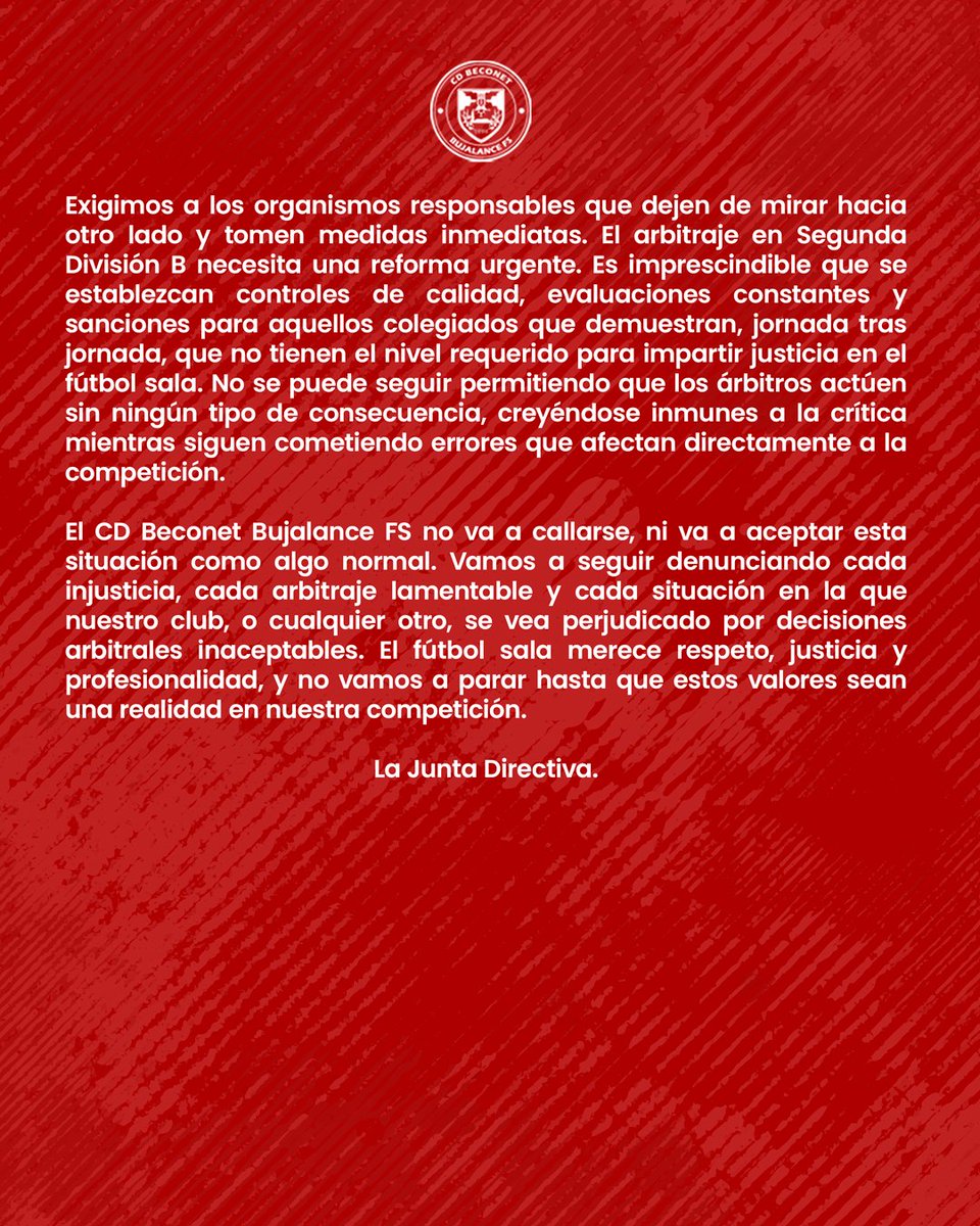 🚨 COMUNICADO OFICIAL DE LA JUNTA DIRECTIVA DE NUESTRA ENTIDAD 🚨

Escrito remitido a la RFEF y RFAF