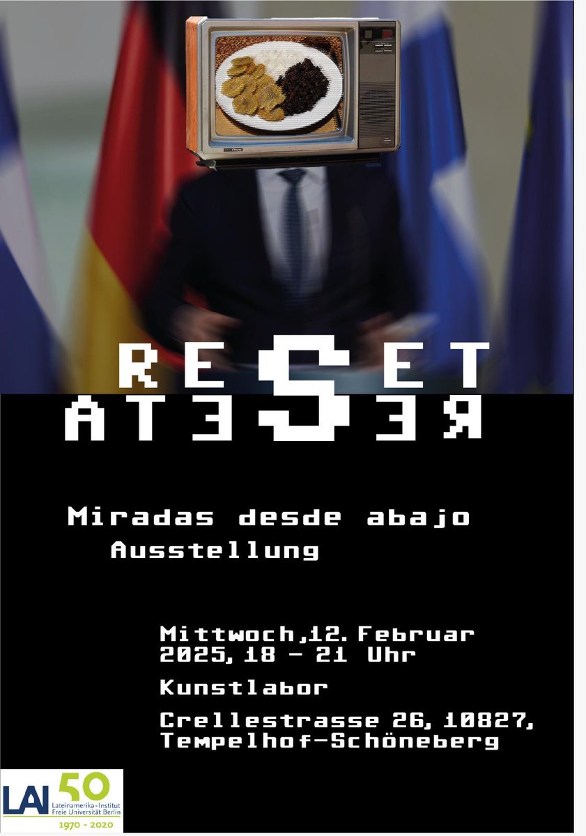 Mischen Sie einen halben Liter Kreativität, 500 Gramm Arbeit und einen großen Esslöffel Widerstandsgeist: das Geheimrezept für eine erfolgreiche #Ausstellung! 
Diesen Mittwoch vom Lateinamerika-Institut der #FUBerlin:
lai.fu-berlin.de/termine_lai/20…