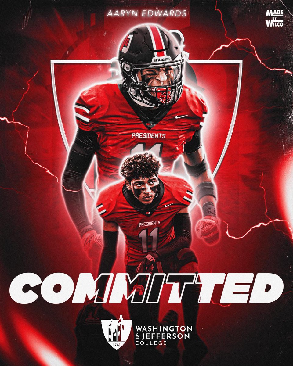 Aaryn Edwards (@aarynedwards) on Twitter photo I'd like to thank my family, friends, teachers, coaches past and present. I'll be studying and competing for my hometown <a href="/WJFootball/">W&J Football</a>. Humbly thanking all the coaches who recruited me it was a tough decision. 100% Committed.
<a href="/Coach_Rich4/">Rich Johnson</a> <a href="/Coach_Sirianni/">Coach Mike Sirianni</a> <a href="/CoachCranston/">Kenny Cranston</a> <a href="/PineStar11/">Cheyton Pine</a> I'd like to thank my family, friends, teachers, coaches past and present. I'll be studying and competing for my hometown <a href="/WJFootball/">W&J Football</a>. Humbly thanking all the coaches who recruited me it was a tough decision. 100% Committed.
<a href="/Coach_Rich4/">Rich Johnson</a> <a href="/Coach_Sirianni/">Coach Mike Sirianni</a> <a href="/CoachCranston/">Kenny Cranston</a> <a href="/PineStar11/">Cheyton Pine</a>
