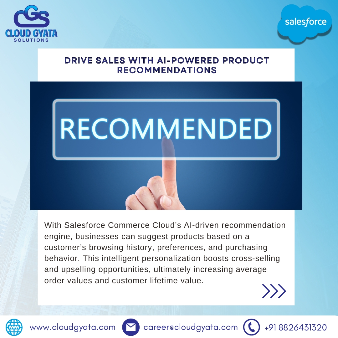 cloudgyata's tweet image. 🚀 Boost sales with AI-driven personalization in Salesforce Commerce Cloud! Engage shoppers, increase conversions & build loyalty with smart shopping experiences. #CloudGyataSolutions #EcommerceGrowth #SalesforceCommerce.
