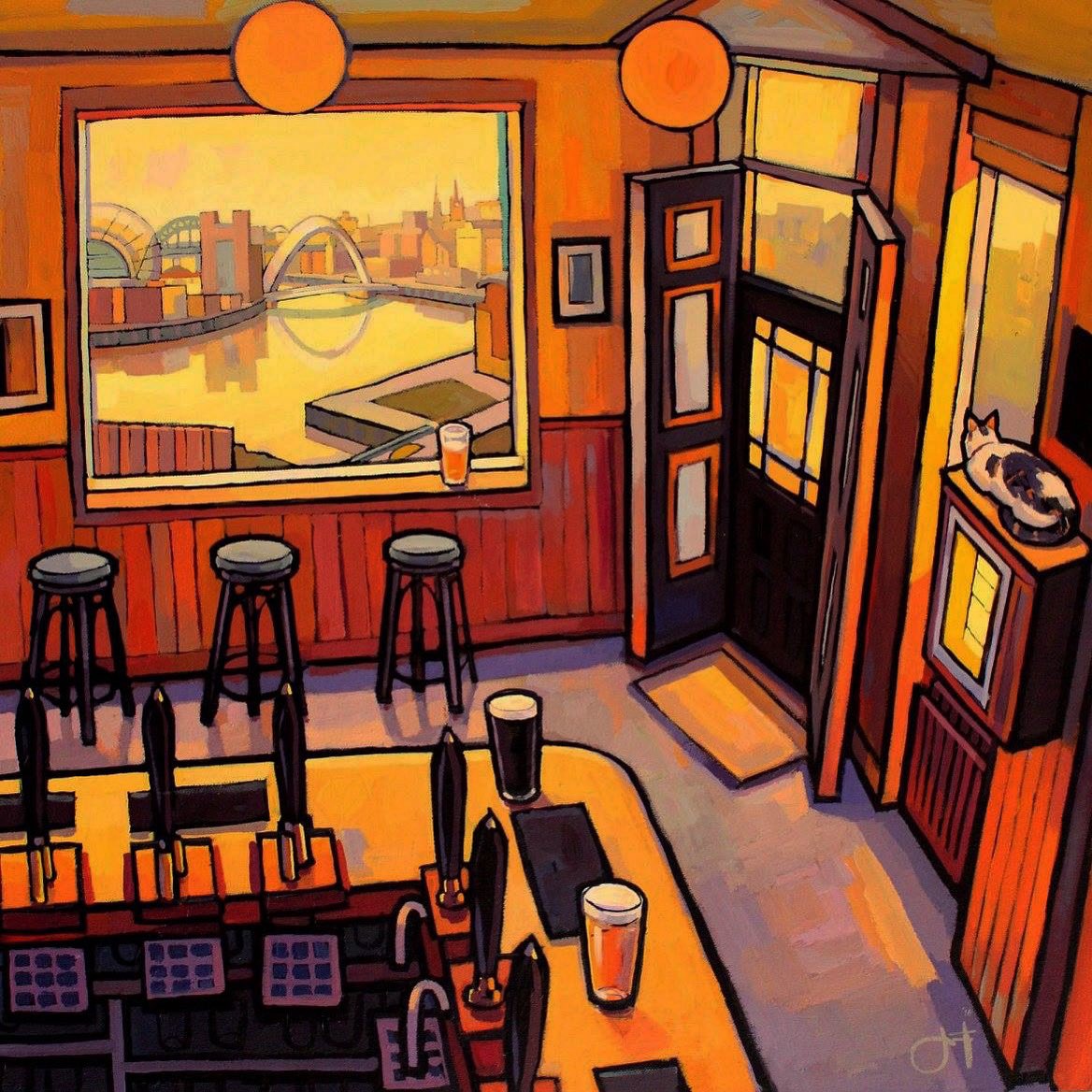 Jim Edwards (@jimedwardsart) on Twitter photo The Free Trade - Jim Edwards
I’ve painted two views from within the <a href="/TheFreeTradeInn/">Free Trade Inn</a>. This one’s the daytime one, with the late CraigDavid Pubcat on the jukebox. On the nighttime one, he’s on a barstool. The Free Trade - Jim Edwards
I’ve painted two views from within the <a href="/TheFreeTradeInn/">Free Trade Inn</a>. This one’s the daytime one, with the late CraigDavid Pubcat on the jukebox. On the nighttime one, he’s on a barstool.