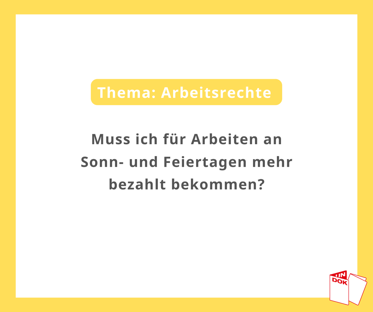 UNDOK_at's tweet photo. ⭐️ Wiederholung der UNDOK-Infopostserie ⭐️

UNDOK-Infopost #27: Muss ich für Arbeiten an Sonn- und Feiertagen mehr bekommen?

‼️ Das kommt auf den Kollektivvertrag oder Mindestlohntarif deiner Branche an. Oft sind Zuschläge für Arbeiten an Sonntagen und Feiertagen vorgesehen. https://t.co/PWTX4RWUp3