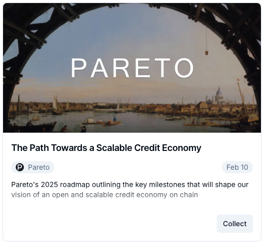 paretocredit's tweet photo. If we were to design the future of credit markets, we’d undoubtedly embed the best of digital assets: 24/7 availability, instant global collateral mobility, equitable access, DeFi composability, and blockchain transparency.  

With regulatory clarity and infrastructure maturing, trillions in value can move on-chain, creating a massive opportunity for first movers.

We’re set to realize this with Pareto in 2025  

Check out our roadmap ⤵️ https://t.co/WVUwlDILXF