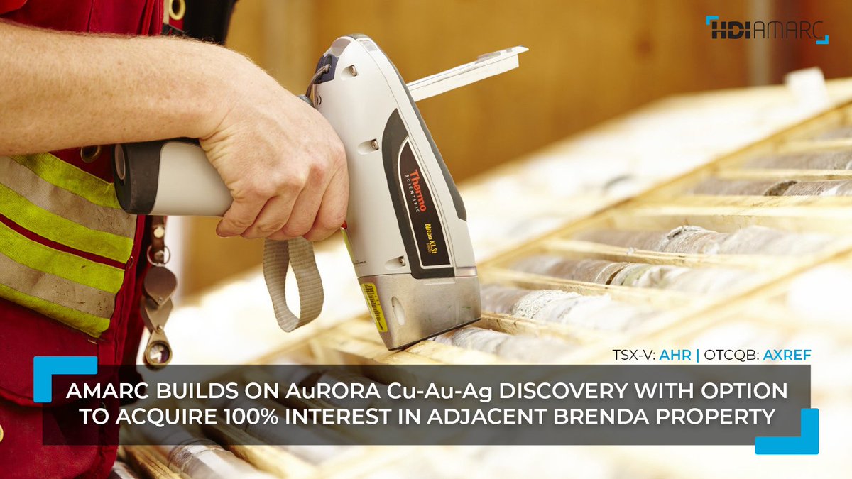 HDI_Amarc's tweet image. Amarc $AHR.V | $AXREF Builds On AuRORA Cu-Au-Ag Discovery with Option to Acquire 100% Interest in Adjacent Brenda Property
▶️ The adjoining 44.5 km² Brenda Property is located immediately to the east of Amarc’s AuRORA Cu-Au-Ag Deposit discovery. 

Full release:…