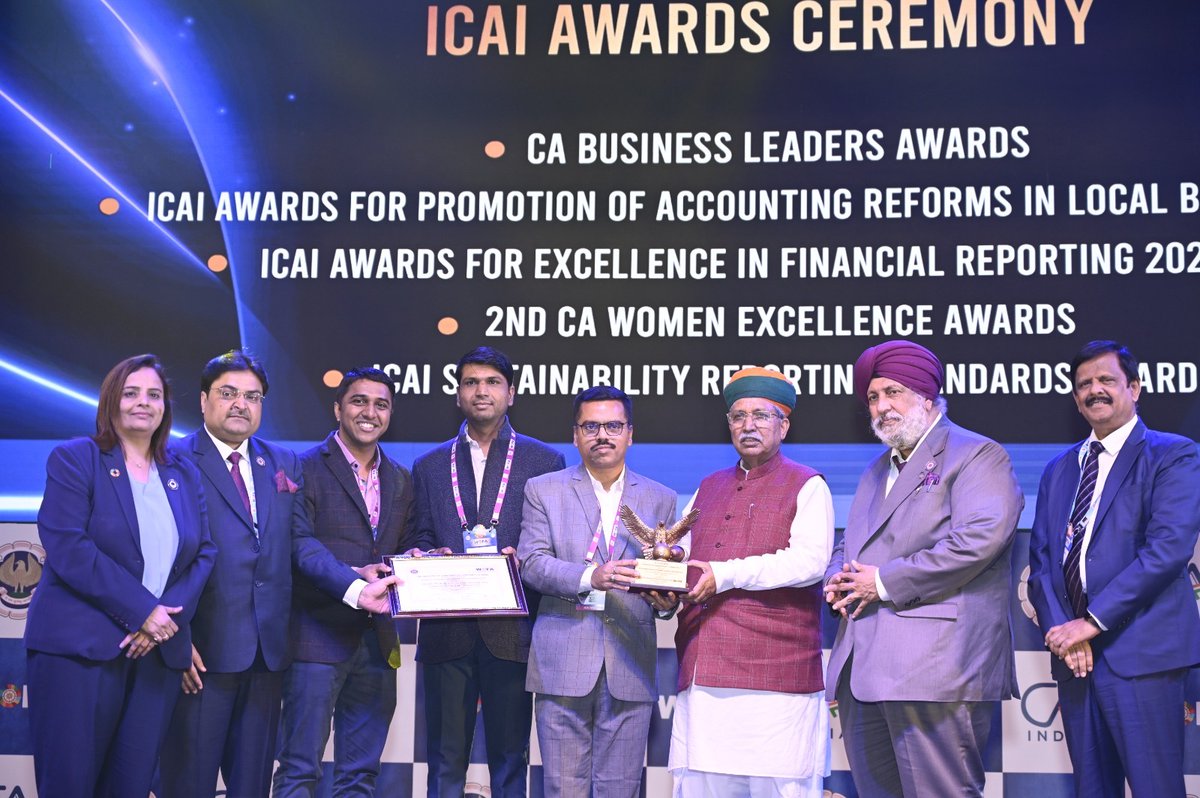 For first time in history of ICAI, CPGFM presented ICAI Awards for Promotion of Accounting Reforms in Local Bodies 2024-25 to honour exceptional progress in presentation of financial statements promoting transparency &amp; accountability in local governance #AccountingReforms#