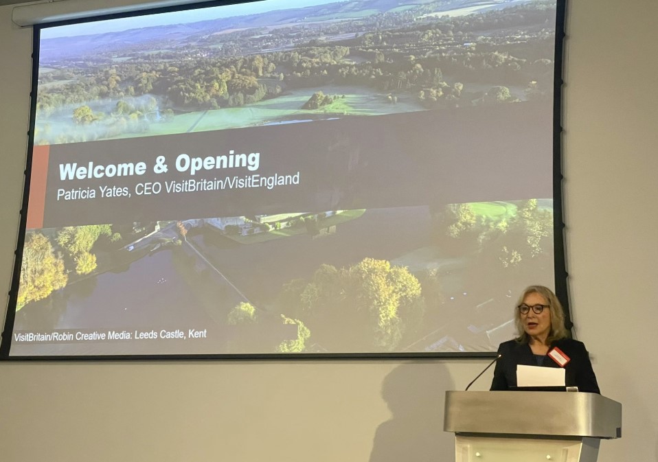 Speaking at our #LVEP conference in #Birmingham our CEO <a href="/patriciayatesVB/">patricia yates</a> highlights <a href="/VisitBritainbiz/">VisitBritain Biz</a>’s #StarringGREATBritain campaign, calling out great involvement from #LVEPs to showcase their destinations &amp; the valuable opportunities to grow bookable screen tourism products.