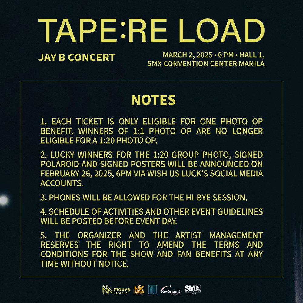 wishusluckent's tweet photo. Here's the good news you have been waiting for, Ahgases and Beomies! 🌴💚

Fan Benefits for 2025 JAYB CONCERT [TAPE: RELOAD] IN MANILA are now adjusted to make your concert experience more exciting! 

Tickets are available via https://t.co/cH26Hjx7Kj. 

For those who wish to upgrade their tickets, kindly fill out this form: https://t.co/FNgPNRQSuV

#JAYB
#TAPERELOADINMANILA
#MAUVE #NUMBERK #WishUsLuckPH #NEVERLAND_ENT