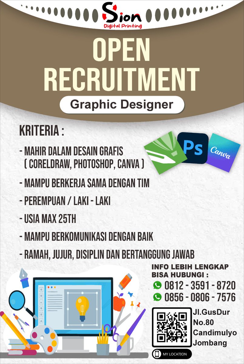 kerjombangcom's tweet photo. #Kerjombang #Loker #Jombang   @faktualnewsco @satujurnal @e100ss @JombangID @Info_Jombang @FaktaJombang @hrdbacot @RadioANDIKA @Medpart_YK @infomalang @RCWAFMJOMBANG @portalsurya @mas_recruiter #lokercot https://t.co/DsHyfjx8Gw
