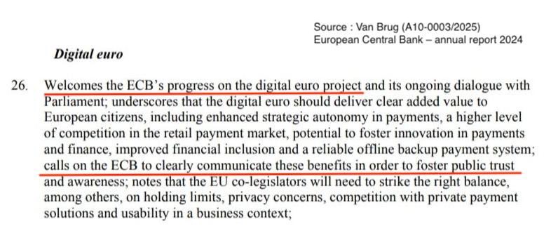 🚨 Want to understand why more and more Europeans are embracing Bitcoin?

Here’s what the European Parliament wants us to adopt today: the advancement of the digital euro.

No one is talking about it, yet this ECB project could soon give a European bureaucrat the power to block