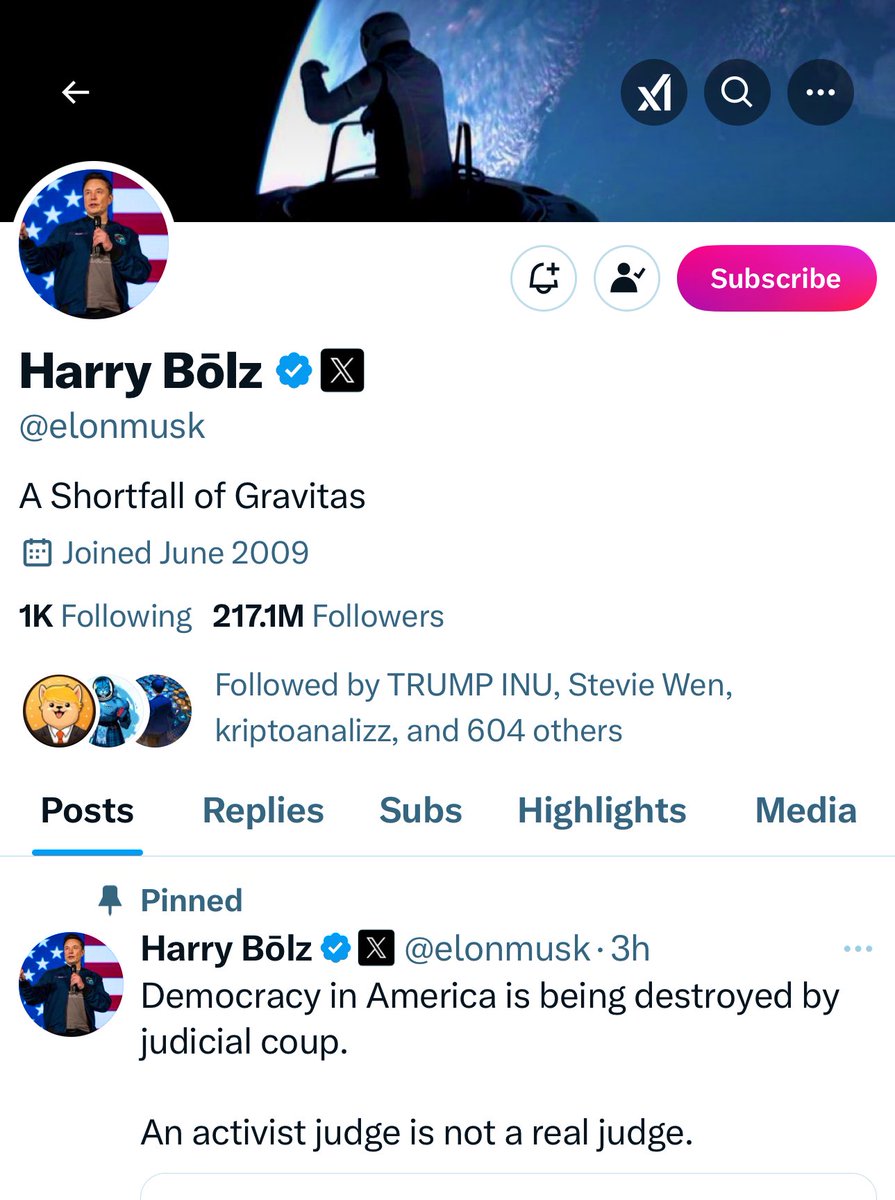 🚨BREAKING: Elon Musk Changed His Name to Harry Bōlz on X.