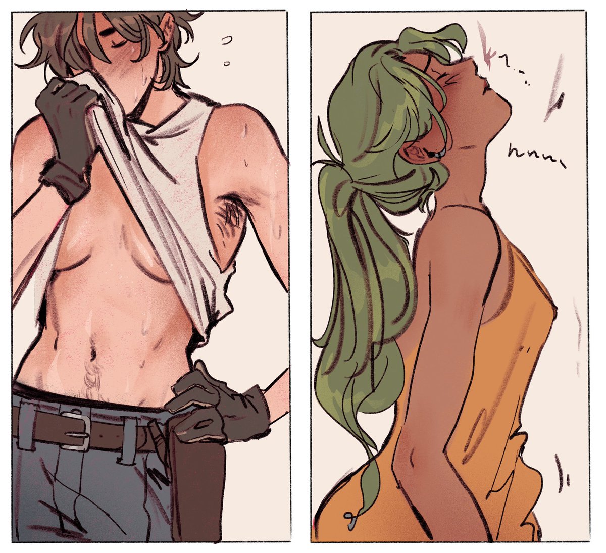 My 47 page butchfemme nsfw comic is coming along slowly 🧎🏻‍♀️‍➡️ 