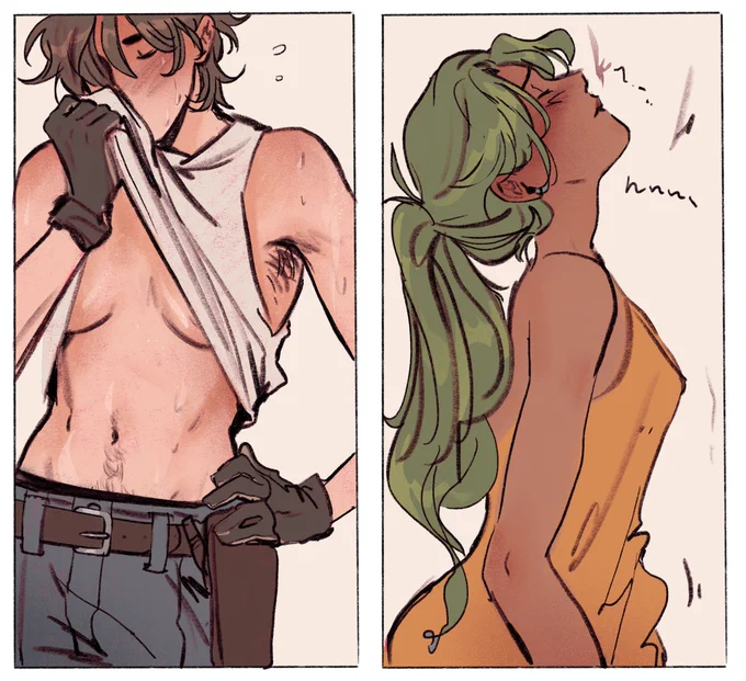 My 47 page butchfemme nsfw comic is coming along slowly 🧎🏻‍♀️‍➡️ 