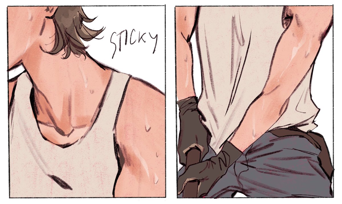 My 47 page butchfemme nsfw comic is coming along slowly 🧎🏻‍♀️‍➡️ 