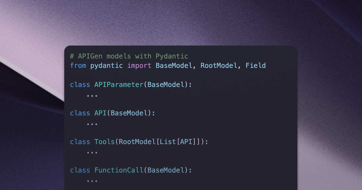 LLMs are great at generating text, but what if they need to call external tools?

By enforcing a standardized JSON format and applying an automatic multi-stage verification, APIGen by <a href="/SFResearch/">Salesforce AI Research</a> provides a powerful way to generate verifiable and diverse function-calling
