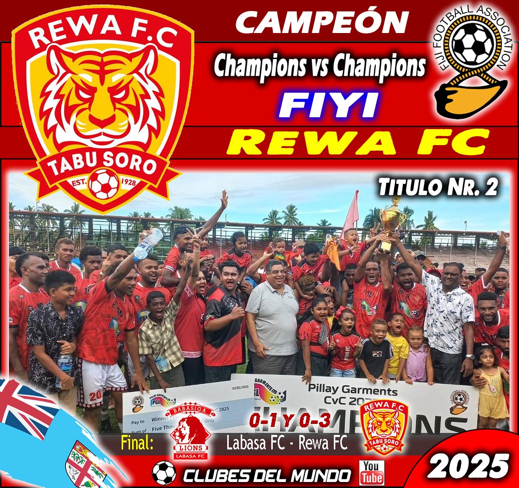 ClubsDelMundo's tweet photo. El REWA FC conquista 15 años después de nuevo el Torneo Champions vs Champions de las ISLAS FIJI. Lo hace por segunda vez. Enhorabuena. #Fiji #Fiyi #IslasFiyi #RewaFC https://t.co/sFGaGuKVd1