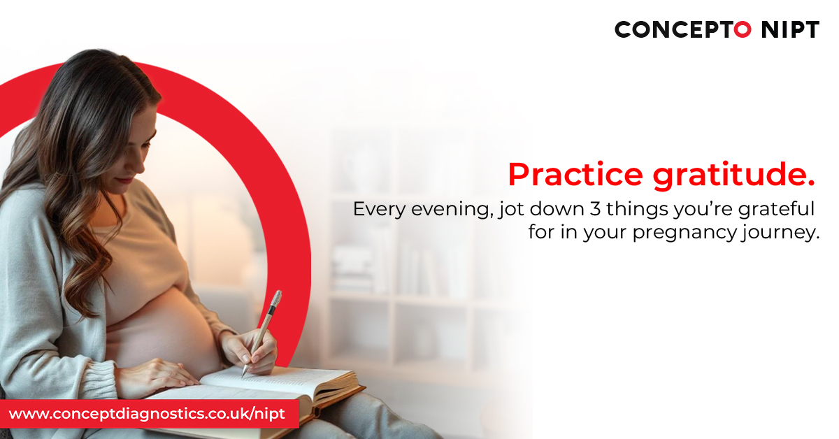 Practice gratitude. Every evening, jot down 3 things you’re grateful for in your pregnancy journey. 💖 #GratitudeInPregnancy #Mindfulness #MomToBeCare #HealthyMindHealthyBaby