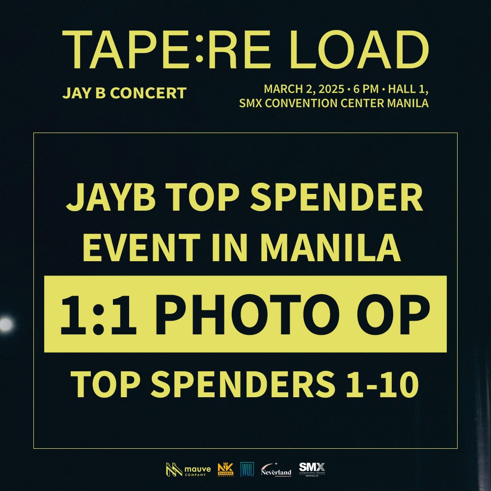 wishusluckent's tweet photo. Let's keep the hype going because we are switching it up by giving an extra chance for everyone to win a guaranteed 1:1 Photo Op with JayB! 📸

Check out the mechanics on how to join the TOP SPENDER EVENT FOR 1:1 PHOTO OP WITH JAYB below. 

#JAYB
#TAPERELOADINMANILA
#MAUVE #NUMBERK #WishUsLuckPH #NEVERLAND_ENT