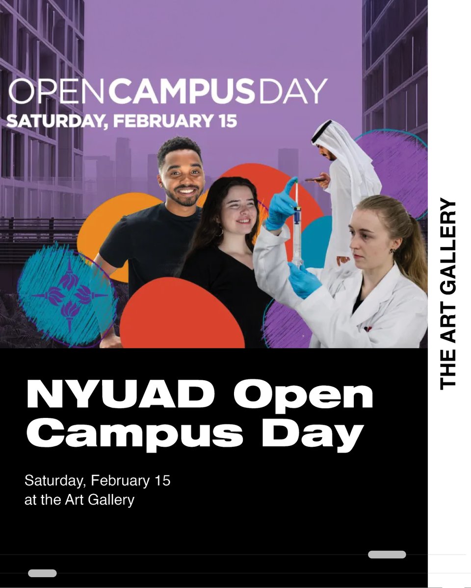 NYUADArtGallery's tweet photo. Join us on campus this Saturday, February 15, from 12–6 PM, for Open Campus Day.
As part of the day’s events, the Art Gallery is hosting a photo session and two tours of the ongoing exhibition “Between the Tides: A Gulf Quinquennial.”
#OpenCampusDay https://t.co/pBmAxXjXXR