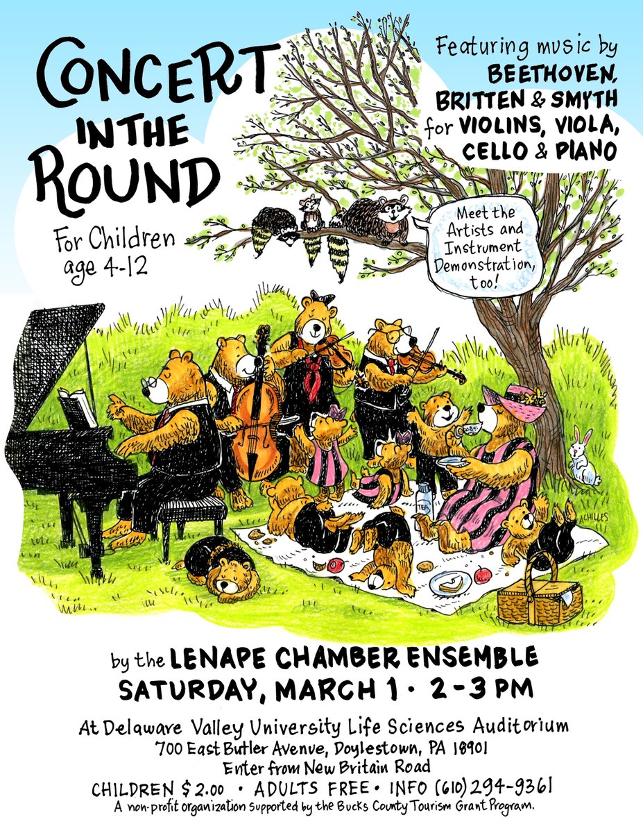 The sweet Children's Concert by the world class musicians of the Lenape Chamber Ensemble is March 1st in Doylestown - achillesportfolio.wordpress.com/2025/02/11/chi…