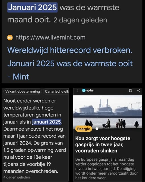 WimdenOudsten's tweet photo. Aan de ene kant moet u geloven dat we in Januari een wereldwijd hitterecord hebben verbroken en dat Januari 2025 de #WARMSTE Januari ooit is geweest.
Tegelijkertijd moet u geloven dat het #KOUDERE weer voor de hoogste gasprijs in twee jaar zorgt.
Welkom in #ClownWereld🤡 https://t.co/bhMGO5OL5i