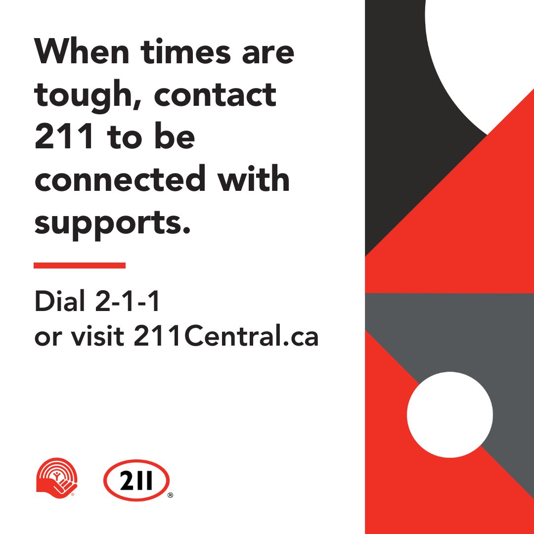 Today is #211DayCanada!

If you or someone you know needs help finding community supports, 211 is an amazing resource—free, confidential, and available 24/7.

Friendly 211 Service Navigators can assist in 200+ languages all across Ontario.