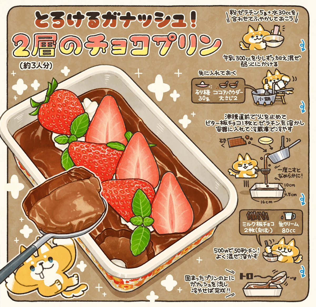 プリンの上に、とろけるガナッシュをたっぷり乗せた【2層のチョコ
