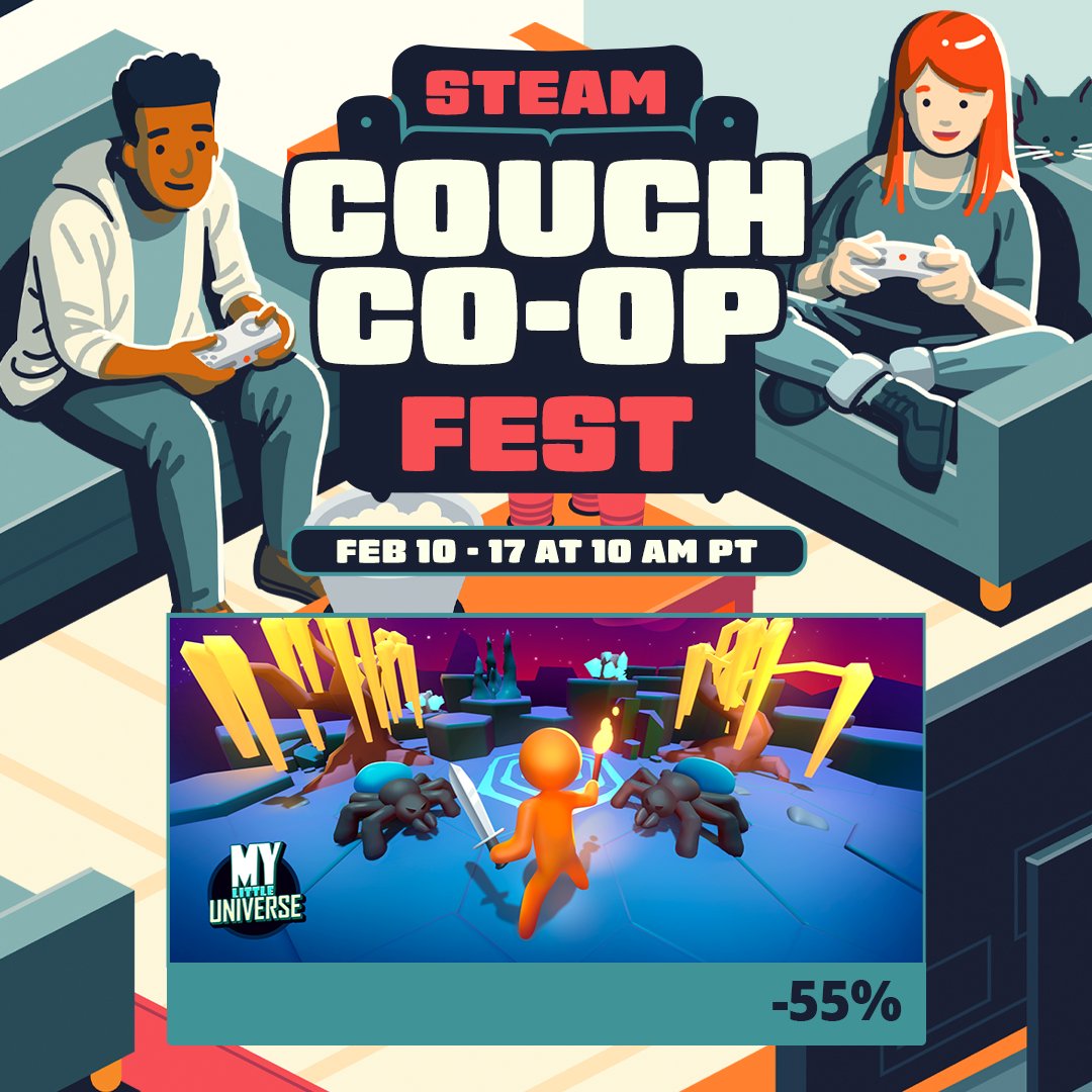 🌟 -55% OFF during Steam Co-op Fest! 🌟
Explore new worlds, gather resources, and build your universe together in My Little Universe! Don’t miss out—grab your copy and adventure with friends! 🛡️⚒️✨

bit.ly/3G8souk