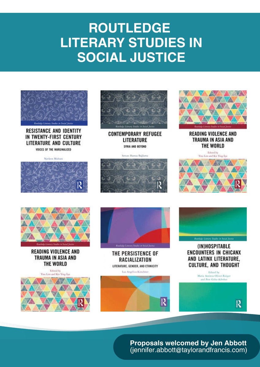 Exciting books publishing in our 'Routledge Literary Studies in Social Justice' series

Please reach out to Jen Abbott with new ideas for the series!

routledge.com/Routledge-Lite…