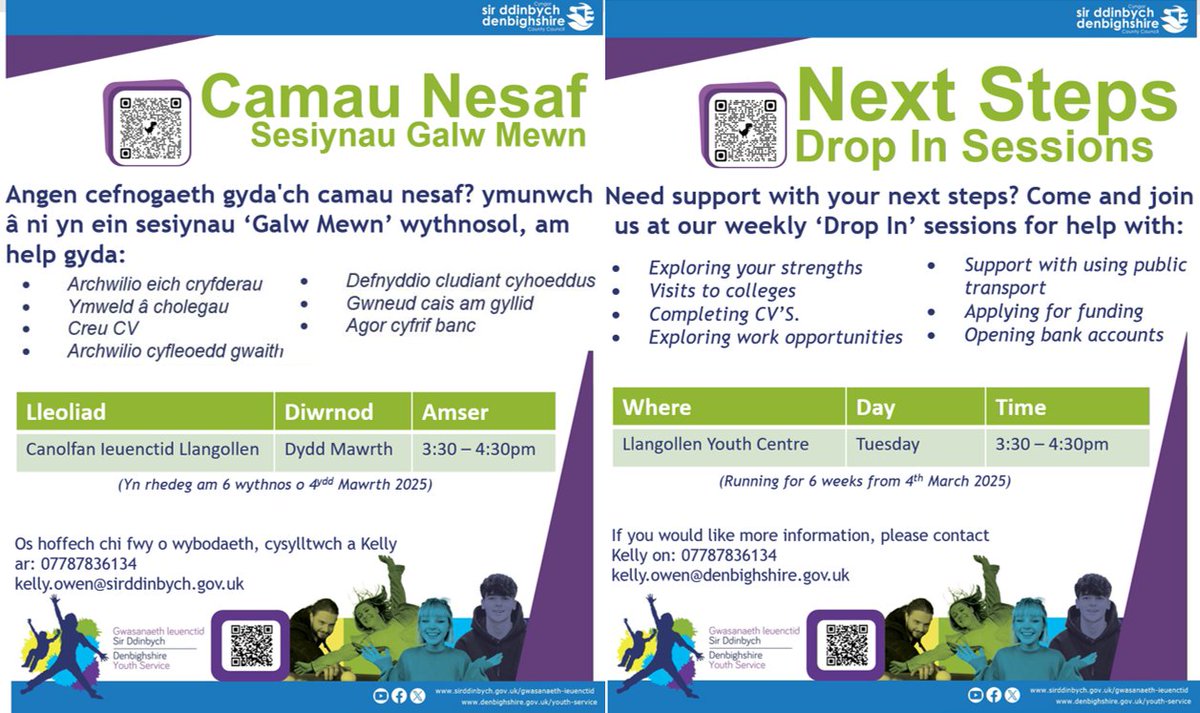 Angen help gyda'ch - Camau Nesaf?
Need help with your - Next Steps'?
<a href="/YDB_Official/">Ysgol Dinas Brân</a> 
<a href="/office_sdcp/">South Denbighshire Community Partnership</a> 
<a href="/DenbighshireCC/">DenbighshireCC</a> 
<a href="/CyngorSDd/">CyngorSirDdinbych</a>