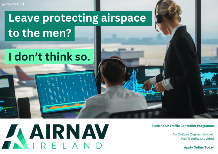 JoLloyd24601's tweet photo. @OneMinuteBriefs :  Create posters that encourage young women to apply for the Student Air Traffic Controller Programme at
@AirNav_Ireland
#AirNavIreland #NewHeightsWithAirNav https://t.co/mcrWb5qI8S